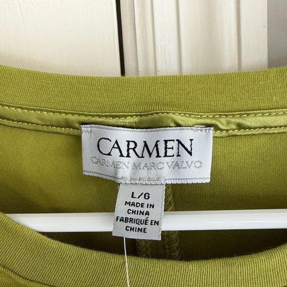 Carmen Marc Valvo Olive Green Short Sleeve Tee - Picture 4 of 4